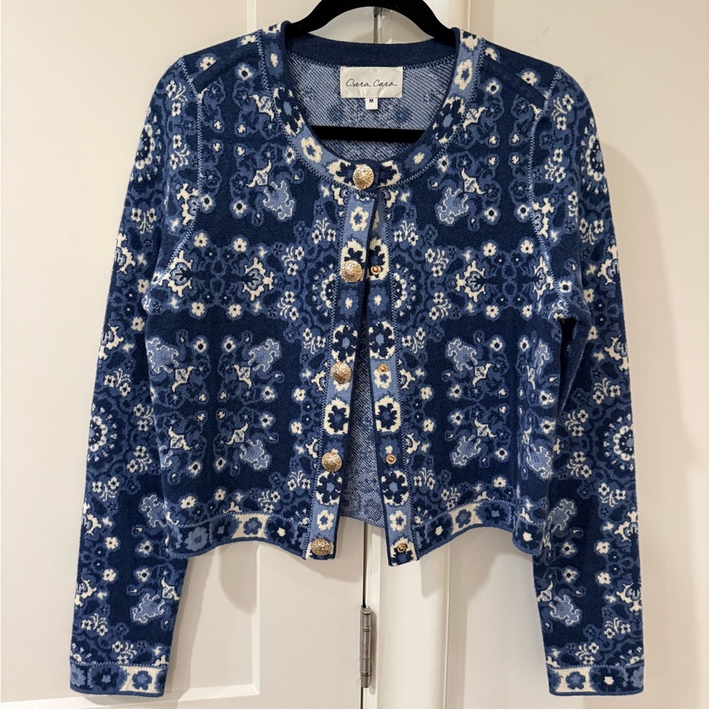 Cara Cara Livi Jacket Navy and Cream Knit Cardigan